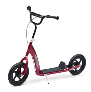 HOMCOM Patinete Scooter 2 Ruedas 12 Pulgadas Monopatín para Niños y Adultos Manillar Ajustable con Freno y Caballete Carga 100kg 120x52x75-86cm Acero