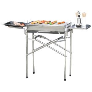 Barbacoa de Carbón Plegable Camping– Color plateado - Acero – 104 x 30 x 68cm