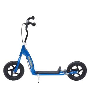 HOMCOM Patinete para Niños de +5 Años Scooter de 2 Ruedas Grandes de 12 Pulgadas con Freno y Manillar Ajustable en Altura Carga Máx. 100 kg 120x52x80-88 cm Azul