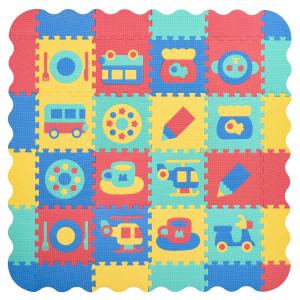 HOMCOM Alfombra Puzzle para Bebés 150x150 cm con 36 Piezas de Espuma EVA Suave Área de 1,44 m² Colchoneta Rompecabezas para Bebé Multicolor