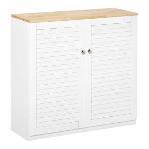 HOMCOM Aparador de 2 Puertas de Persiana con Estante Ajustable 80x30x78,5 cm Blanco