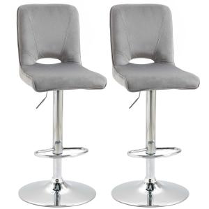 HOMCOM Conjunto 2 Taburetes de Bar Giratorios y Regulables en Altura de 97-117 cm Gris