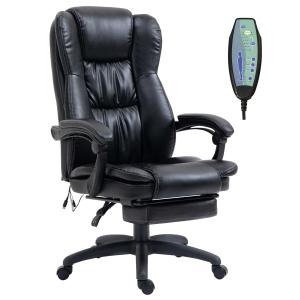 Vinsetto Silla de Oficina Giratoria con Altura Ajustable Masaje y Control Remoto Negro