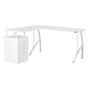 HOMCOM Escritorio Esquinero para Ordenador Escritorio en Forma de L con 3 Cajones Mesa Moderna para Oficina Estudio 143,5x143,5x76 cm Blanco