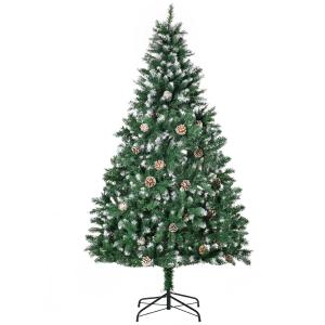 HOMCOM Árbol de Navidad Artificial 180 cm para Interior con 1111 Puntas PVC y 59 Piñas