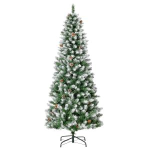 HOMCOM Árbol de Navidad Artificial 180 cm para Interior con 630 Puntas PVC y 37 Piñas