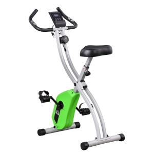 HOMCOM Bicicleta Estática Plegable con Resistencia Ajustable y Volante de 1,5kg Verde