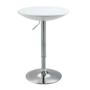 HOMCOM Mesa de Bar Regulable en Altura Giratoria con Base Redonda 61x61x76-97 cm Blanco