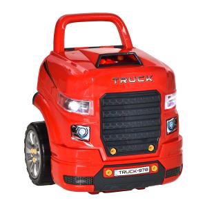 HOMCOM Motor de Camión para Niños de +3 Años con 61 Piezas y Faros 40x39x47cm Rojo