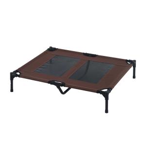 PawHut Cama Elevada para Perros Transpirable Interior y Exterior 91,5x76,2x18 cm Marrón