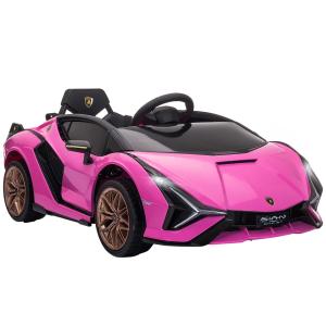 HOMCOM Coche Eléctrico 12V para Niños +3 Años Lamborghini SIAN Mando a Distancia Rosa