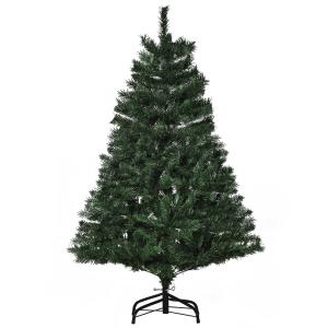 HOMCOM Árbol de Navidad Artificial 120 cm con 255 Ramas Ignífugas de PVC Apertura Automática Base Plegable y Soporte Metálico Montaje Rápido Decoración Interior Ø60x120 cm Verde