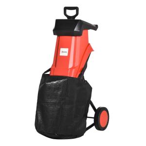 Outsunny Trituradora Eléctrica de Hojas 2500W para Jardín con 2 Cuchillas de Volteo Bolsa de Recolección de 50L y Ruedas para Ramas Malas Hierbas 40x34x89 cm Negro y Rojo