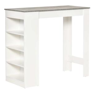 HOMCOM Mesa de Bar Mesa Alta Tipo Bistró de Cocina con Estantería de 4 Niveles Estilo Moderno de Melamina para Comedor Salón 115x50x102,7 cm Blanco y Gris