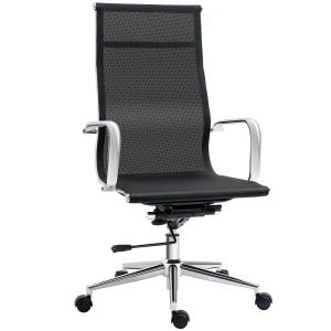 Vinsetto Silla de Oficina Ergonómica Silla de Escritorio Giratoria con Altura Ajustable Reposabrazos y Respaldo Alto Transpirable 56x59x110-120 cm Negro