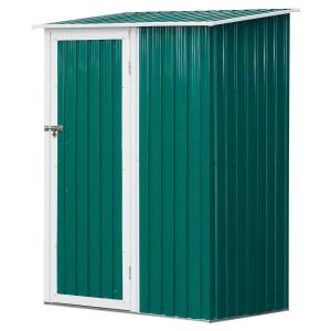 Outsunny Cobertizo de Acero Tipo Caseta de Jardín Terrazas Galvanizado Almacén para Herramientas Jardinería con Techo y Una Puerta143x89x186cm