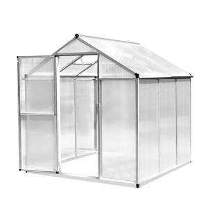 Outsunny Caseta Invernadero Policarbonato Transparente y Aluminio Invernadero de jardín con puerta y ventana 182x183x195 cm Transparente