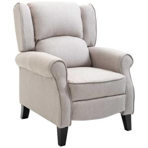 HOMCOM Sillón Relax con Reclinación Manual hasta 160 grados con Reposapiés Retráctil Esponja de Densidad Tapizado en Arpillera 77x88x102cm