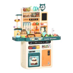 HOMCOM Cocina de Juguete para Niños de +3 Años con Luz Sonidos Agua Vapor Pizarra Fregadero 113 Accesorios Incluidos Cocinita Infantil Educativa 70x32x92,2 cm Multicolor