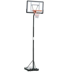 HOMCOM Canasta de Baloncesto con Soporte Móvil con Ruedas Aro de Basket Ajustable en Altura con Base Rellenable para Niños y Adultos 86x153x250-350 cm Negro