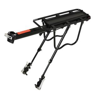 Portaequipajes para Bicicleta Parrilla Trasera Bicicleta de Aluminio con Reflector Rojo para Maletas Ciclismo Carga Máx. 25 kg 58x39x14,5 cm Negro