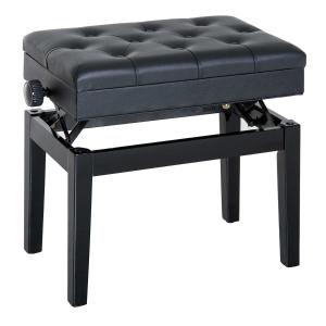HOMCOM Banco de Piano con Espacio de Almacenamiento Altura Regulable con Asiento Acolchado Taburete Piano Carga 200 kg 54,5x33x48-58 cm Negro
