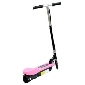 HOMCOM Patinete Plegable Niño Eléctrico tipo Scooter con Manillar Rosa Patinete Eléctrico Plegable tipo Scooter con Manillar Ajustable Freno y Pie de Apoyo 120W Carga 50kg 78x37x99cm (Rosa)