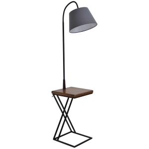 HOMCOM Lámpara de Pie Iluminación Interior Moderno Foco de Luces con Cabeza Flexible Estante de Almacenamiento Patas de Acero 36x36x165 cm