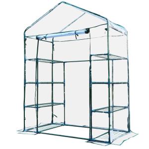 Outsunny Invernadero de Jardín Caseta para Cultivos Plantas Tomates Flores 143x73x195cm Tubo de Acero Cubierta PVC