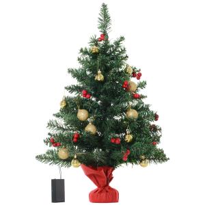 HOMCOM Mini Árbol de Navidad Sobremesa 60cm Artificial Árbol de Pino Decoración Navideña con Soporte Metálico 73 Ramas Verde PVC