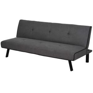 HOMCOM Sofá Cama de 3 Plazas Diseño 2 en 1 Plegable sin Reposabrazos Tapicería en Tela con Acolchado Cómodo 170x76x72,5 cm Gris