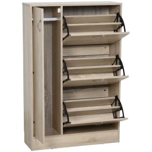 HOMCOM Armario de 2 en 1 para Zapatos Mueble Zapatero de Almacenaje Paraguas Gran Espacio Estante Ajustable en 2 Niveles 79x26x120 cm Madera