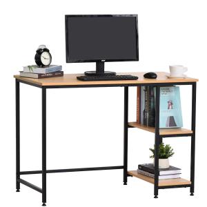 HOMCOM Mesa de Ordenador Escritorio para Oficina Estudio con Estantes de 2 Niveles Gran Superficie Patas 106x50x76cm