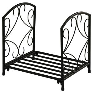 Outsunny Estante para Leña Metálico Leñero Interior y Exterior con Rejilla y Base Elevada Diseño Vintage Carga Máx. 50 kg 39,5x31,5x39,5 cm Negro