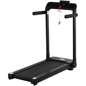 HOMCOM Cinta de Correr y Andar Eléctrica Plegable 500W con 4 Pantallas LED Velocidad hasta 10 km/h 12 Programas Botón de Emergencia y Ruedas 64x125x119 cm Negro