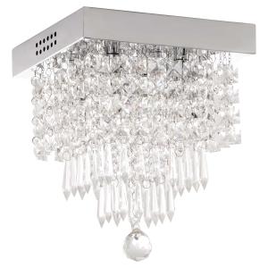 HOMCOM Lámpara de Techo de Cristal K9 Moderna con 4 Casquillos G9 de 40W y Base de Acero Inoxidable Lámpara de Araña para Comedor Dormitorio Salón Ø25x29 cm Plata