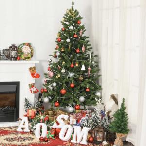 HOMCOM Árbol Artificial de Navidad con Base Plegable 696 Ramas PE Tridente y PVC Individual Árbol Navideño Decorativo Exteriores Interiores Φ90x180 cm Verde