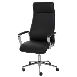 Vinsetto Silla de Oficina Ergonómica Giratoria Basculante Ajustable en Altura con Reposabrazos y Respaldo Alto Ruedas para Oficina Hogar 63x64x118,5-128 cm Negro