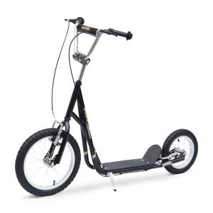 HOMCOM Patinete para Niños Mayores de 5 Años Scooter de 2 Ruedas Grandes con Doble Freno y Manillar Ajustable en Altura para Adolescentes Adultos 135x58x92-100 cm Negro