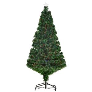 HOMCOM Árbol de Navidad Verde fibra óptica Φ60x150cm + Luces LED Perfecto para Decoración Navidad