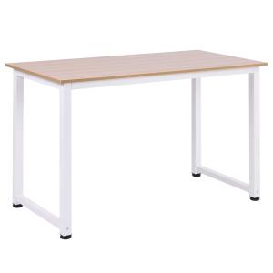 HOMCOM Mesa de Ordenador Escritorio para Hogar con Pies Ajustables 120x60x76cm Roble y Blanco