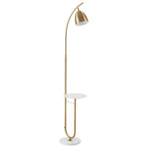 HOMCOM Lámpara de Pie Vintage con Mesa Auxiliar Casquillo E27 Máx. 40W y Interruptor de Pie para Salón Dormitorio Estudio 30x44x177 cm Dorado