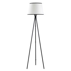 HOMCOM Lámpara de Pie para Salón con Trípode de Metal Pantalla de Tela Casquillo E27 Máx. 40W e Interruptor de Pie Diseño Moderno para Dormitorio 50x50x170 cm Blanco y Negro