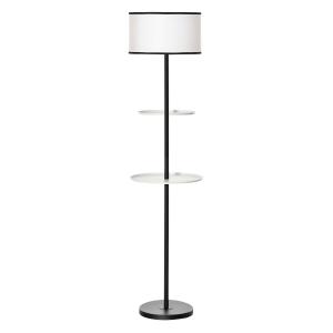 HOMCOM Lámpara de Pie Moderna con 2 Mesas Auxiliares Casquillo E27 Máx. de 40W y Interruptor de Pie para Salón Dormitorio Estudio Ø40x170 cm Blanco y Negro