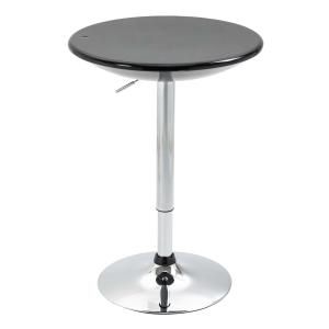 HOMCOM Mesa de Bar Regulable en Altura Giratoria 360º con Base Redonda Mesa Alta de Acero Moderna para Cocina Comedor Cafetería 61x61x76-97 cm Negro