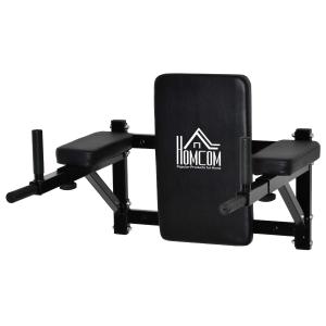 HOMCOM Barra de Musculación para Pared con Brazos Ajustables para hacer Dominadas Flexiones y Crossfit en Casa 70x53-63x48 cm Negro