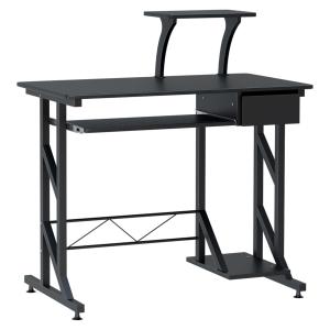 HomCom® Escritorio con 1 Cajón y Bandeja para el Teclado Mesa de Ordenador PC para Hogar Escuela y Oficina Mobiliario Despacho 90x50x95cm Negro