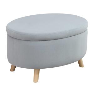 HOMCOM Otomano Puff Tapizado en Terciopelo Acolchado Taburete de Almacenaje Elíptico con Tapa Extraíble y Patas de Madera para Dormitorio Salón Pasillo 71x51,5x42 cm Gris