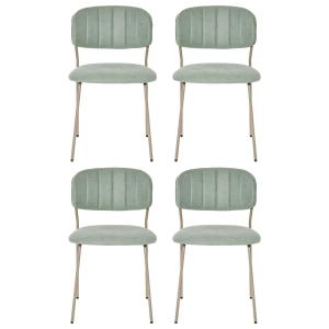 HOMCOM Juego de 4 Sillas de Comedor Apilables con Patas de Metal Estilo Moderno Nórdico para Cocina Bar Restaurante Carga Máx. 100 kg 49,5x55x81 cm Verde