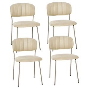 HOMCOM Juego de 4 Sillas de Comedor Apilables con Patas de Metal Estilo Moderno Nórdico para Cocina Bar Restaurante Carga Máx. 100 kg 49,5x55x81 cm Beige